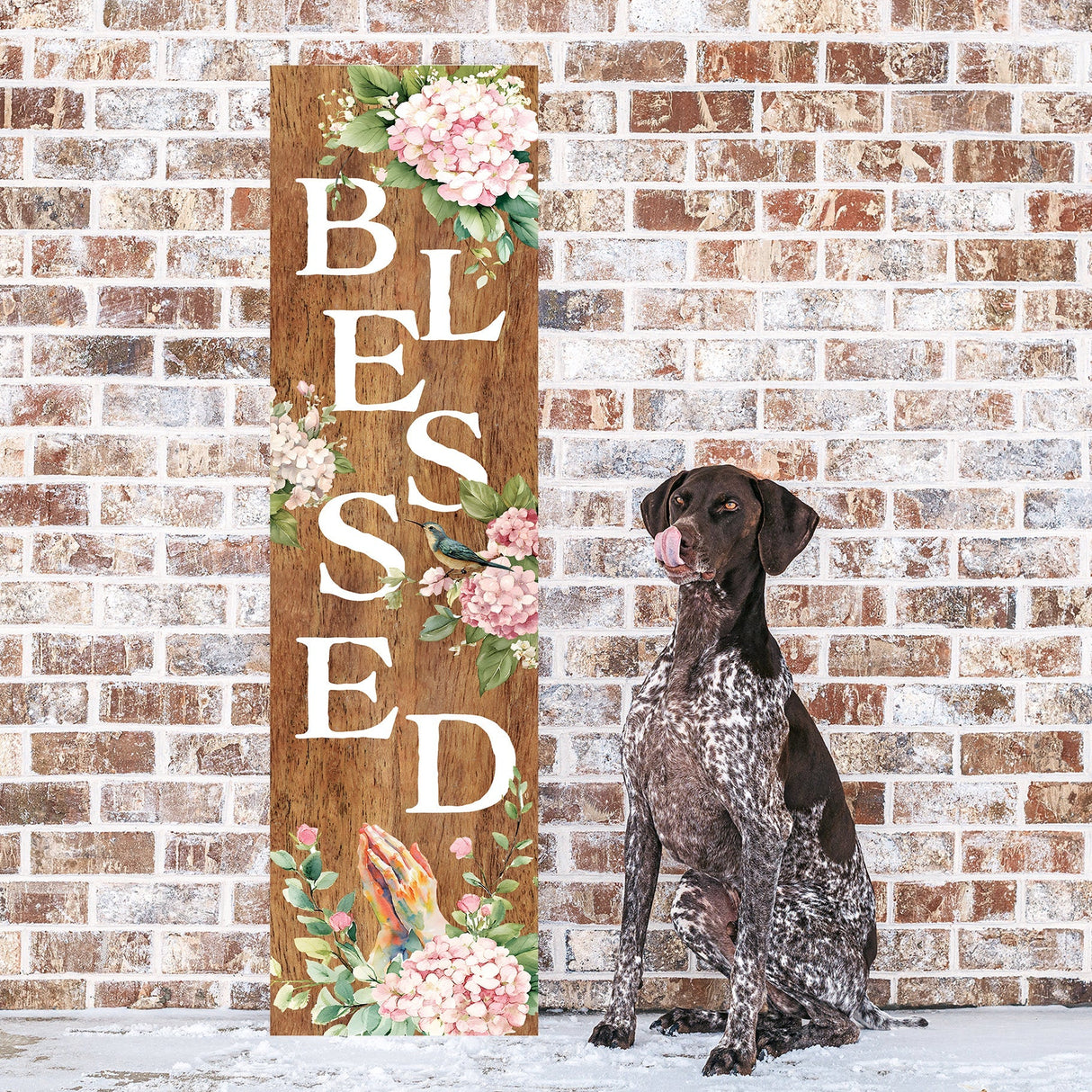 Spring Blessed Floral Porch Sign | Farmhouse Style Front Door Decor | UV Print Floral Design | 3 Sizes Available