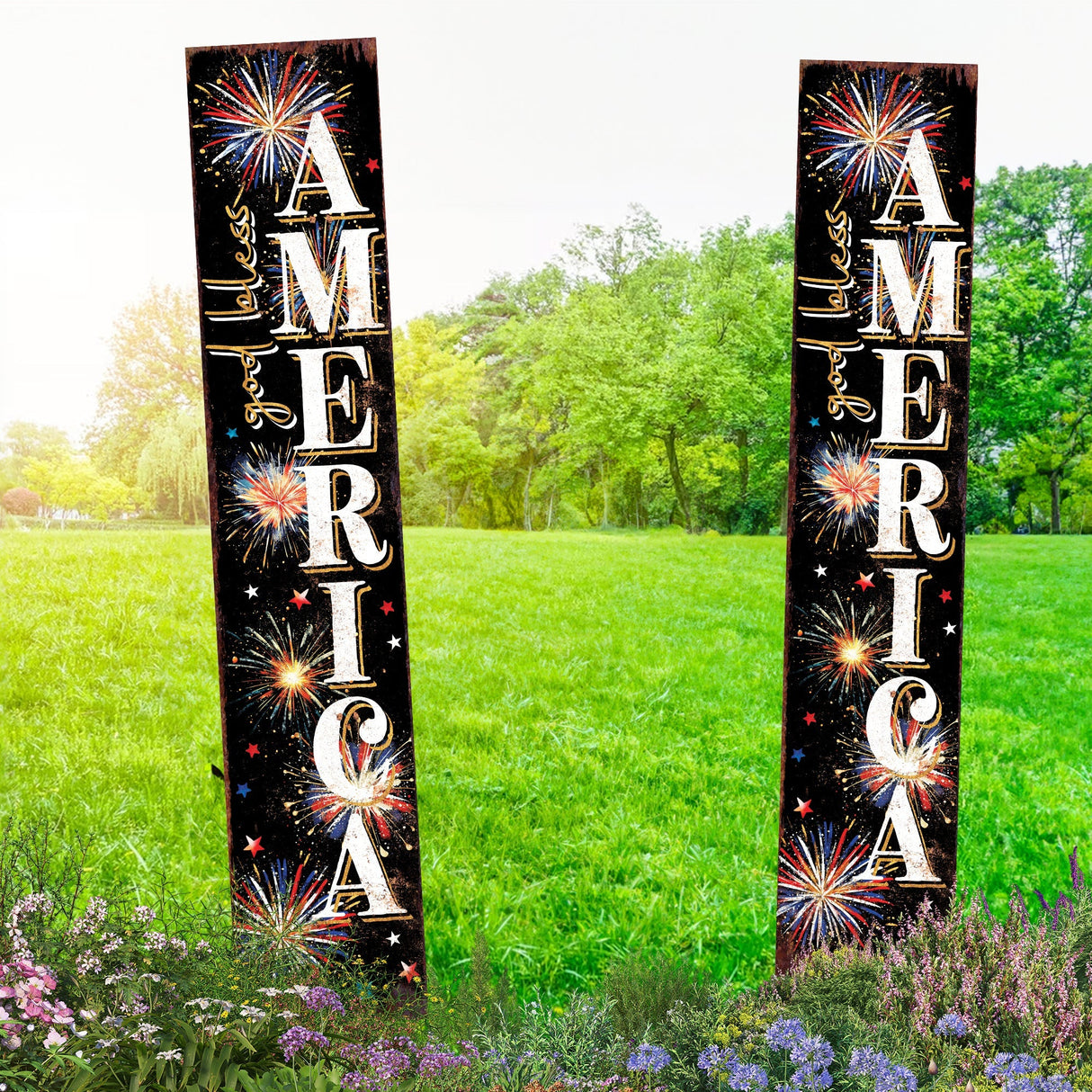 4th of July God Bless America Garden Stake | Multi Sizes | Perfect Patriotic Yard & Independence Day Garden Decor