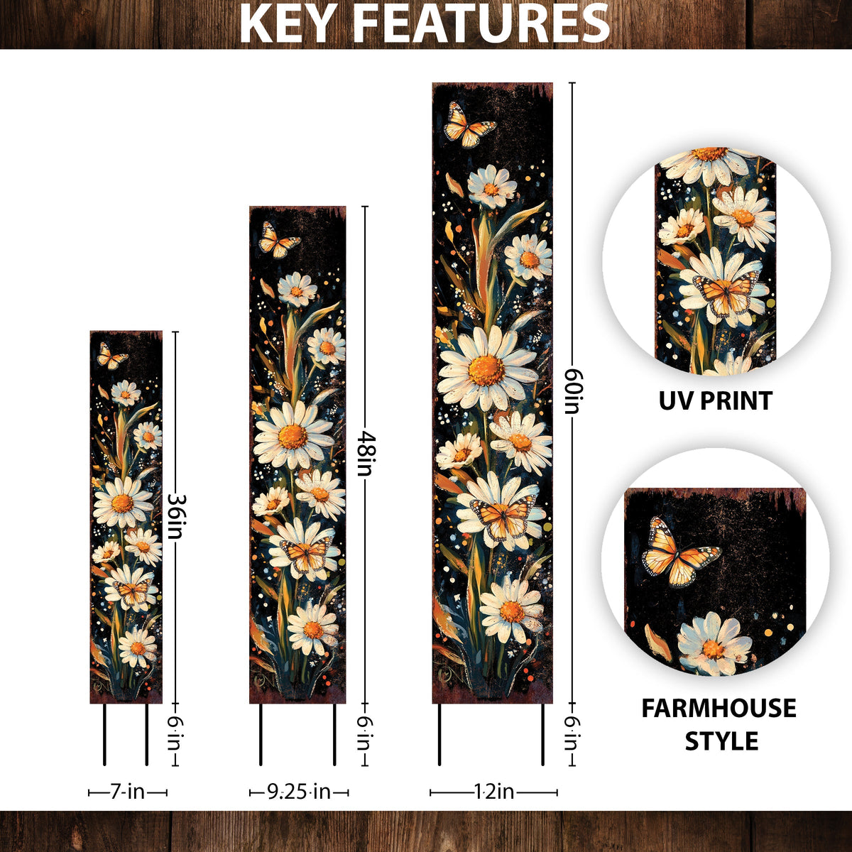 Summer Wildflower Garden Stake – Watercolor Floral Yard Sign | Outdoor Rustic Decor | UV Printed | Multi Sizes