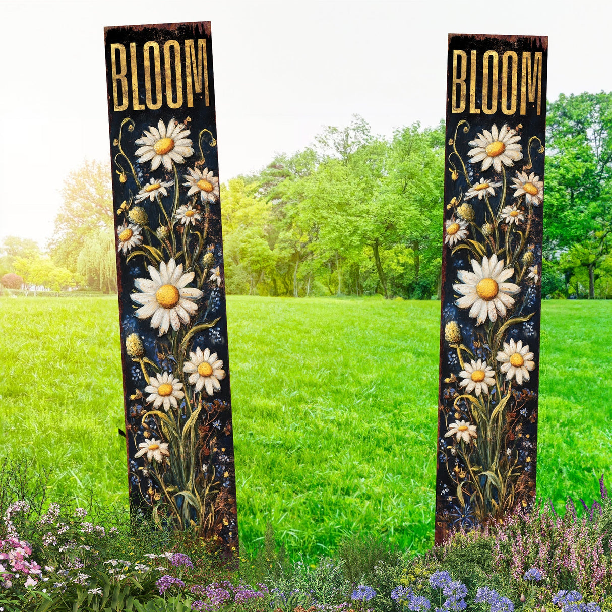 Summer Wildflower Bloom Garden Stake – Floral Yard Sign for Outdoor Rustic Decor | UV Printed | Multi Sizes