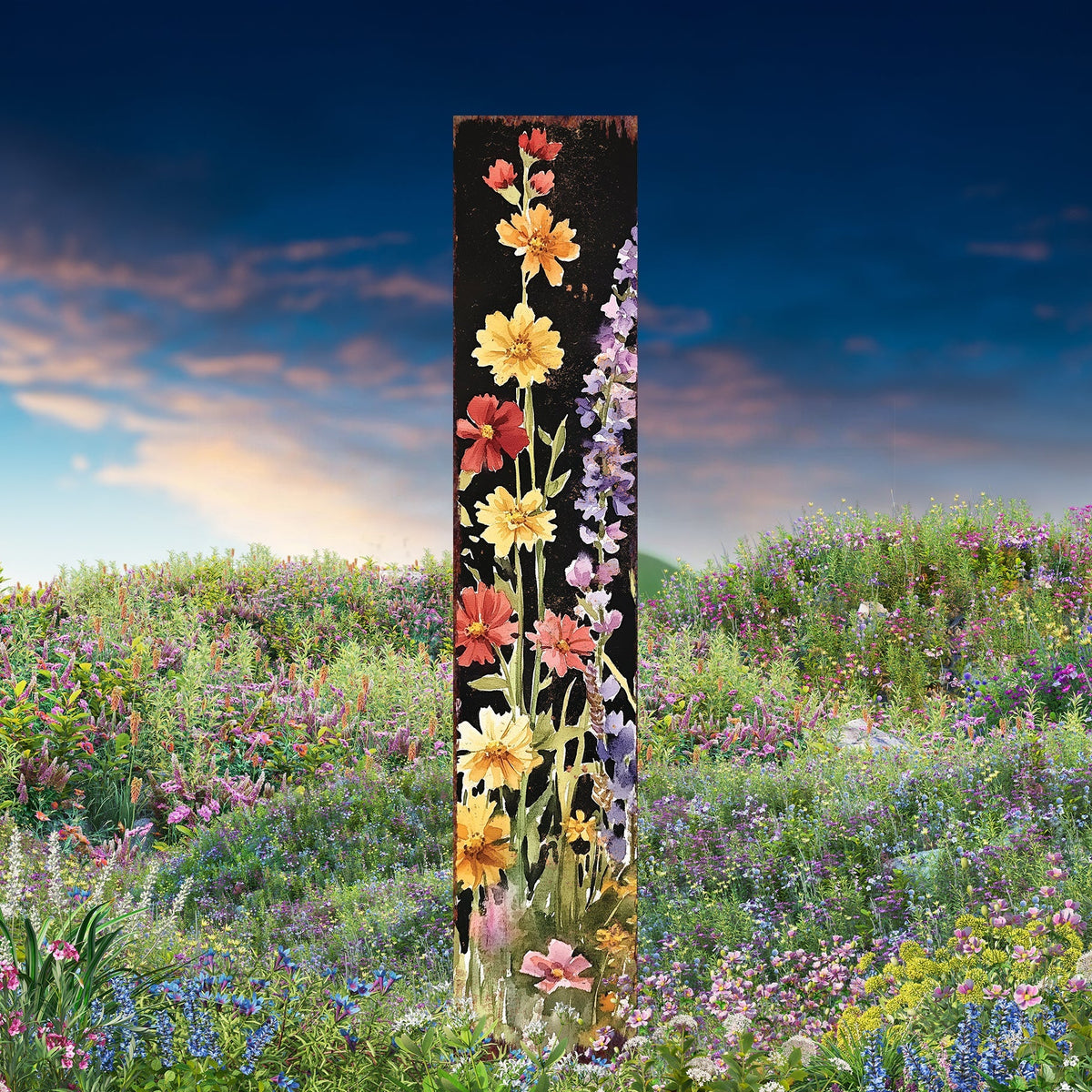 Summer Wildflower Garden Stake – Vibrant Floral Yard Sign for Outdoor Rustic Decor | UV Printed | Multiple Sizes