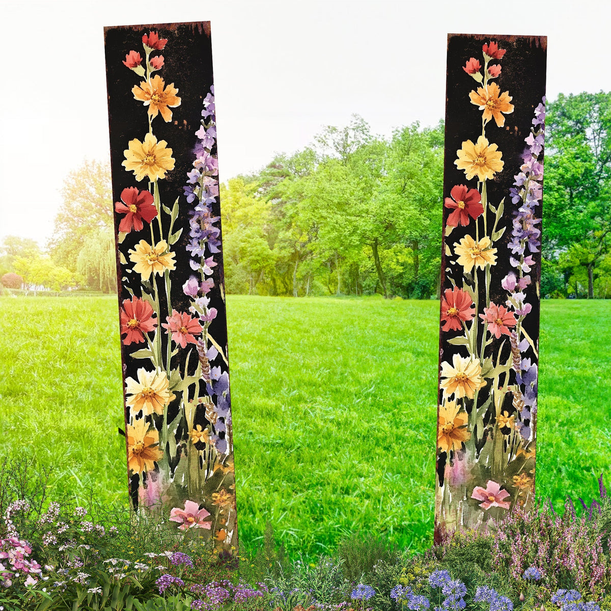 Summer Wildflower Garden Stake – Vibrant Floral Yard Sign for Outdoor Rustic Decor | UV Printed | Multiple Sizes