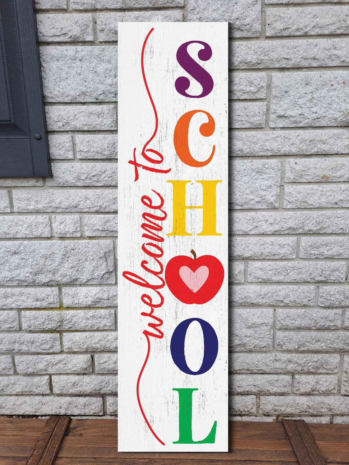 36in welcome to school porch sign, classroom decor, teacher gift, durable wooden sign, vibrant design