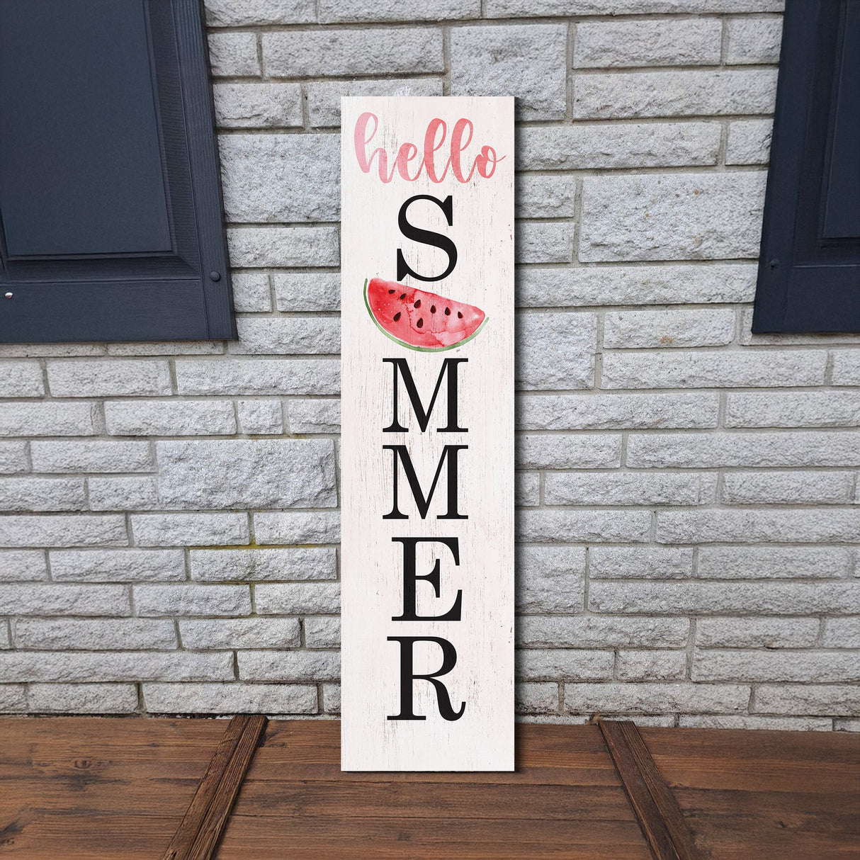 Hello Summer Wooden Porch Sign with Watermelon Pattern | Seasonal Welcome Sign | Front Porch Home Decor | 3 Sizes