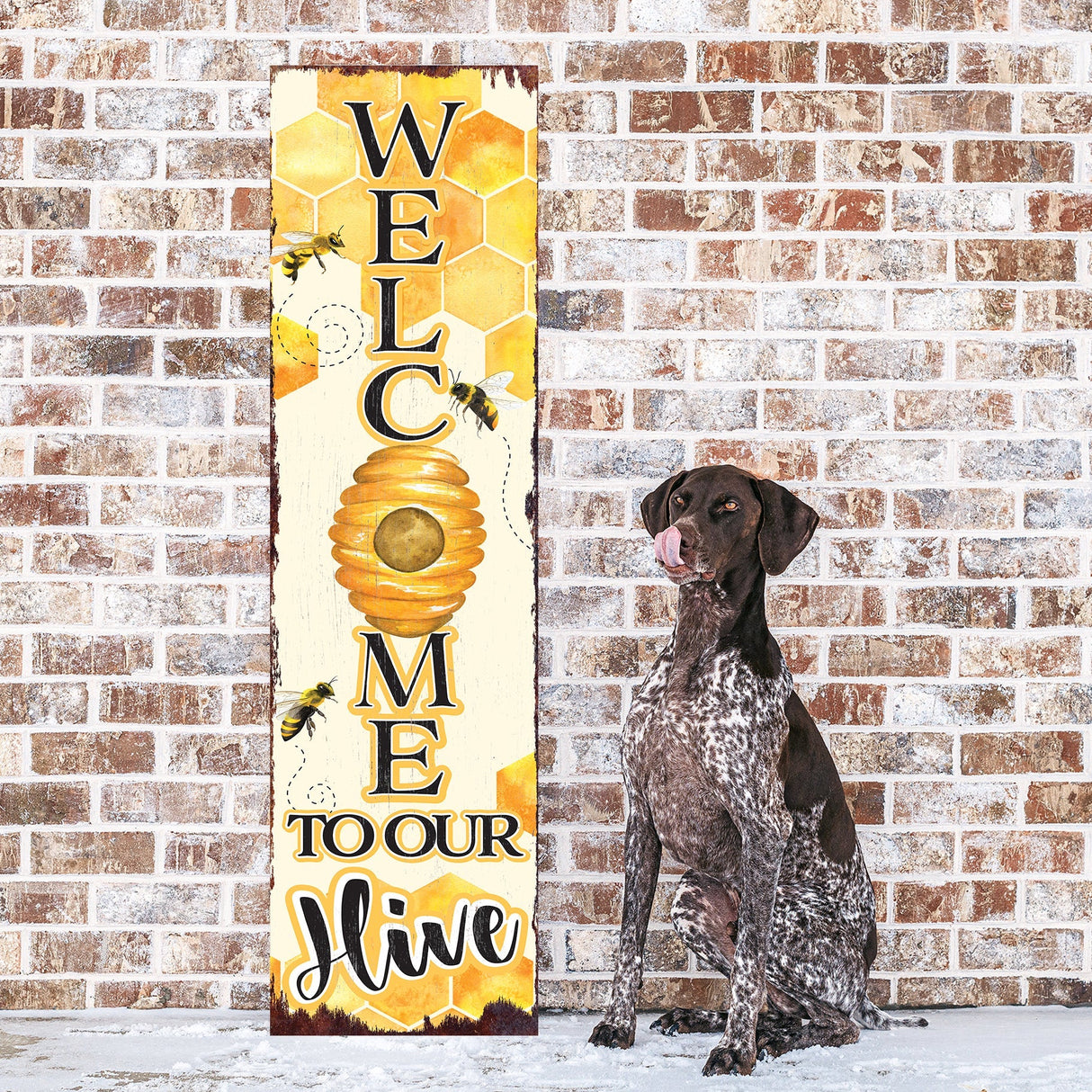 Welcome to Our Hive Summer Porch Sign | Bee-Themed Decor | UV Print | Front Door, Porch, Entryway, or Indoor Display | Multi Sizes