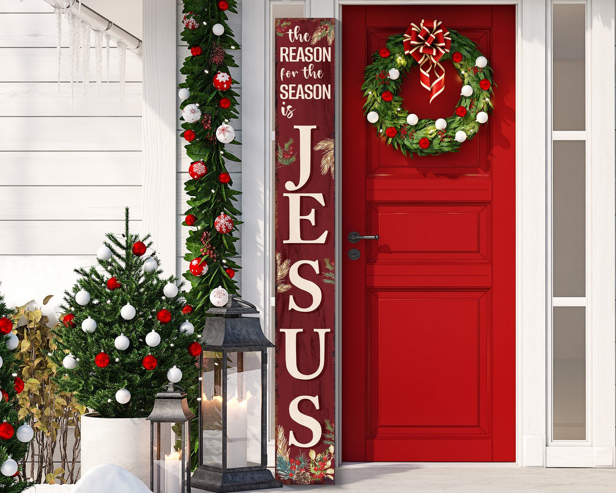 72in Jesus Porch Sign - Modern Farmhouse Christmas Decor