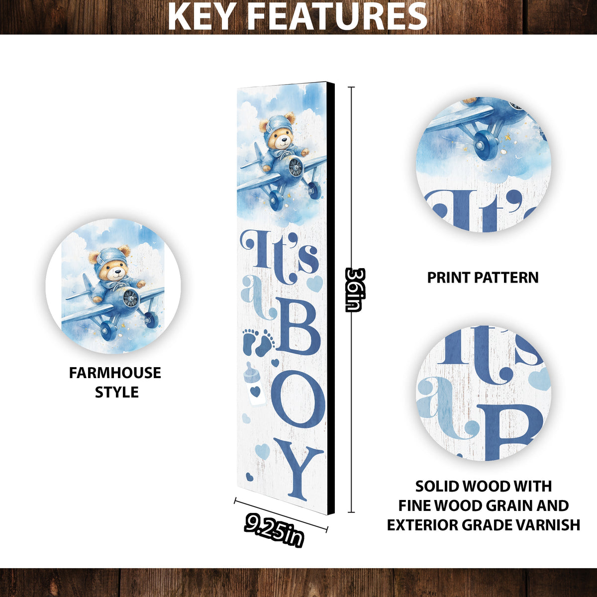 36-inch 'it's a boy' porch signs, birth announcement, welcome home newborn decor, porch decor