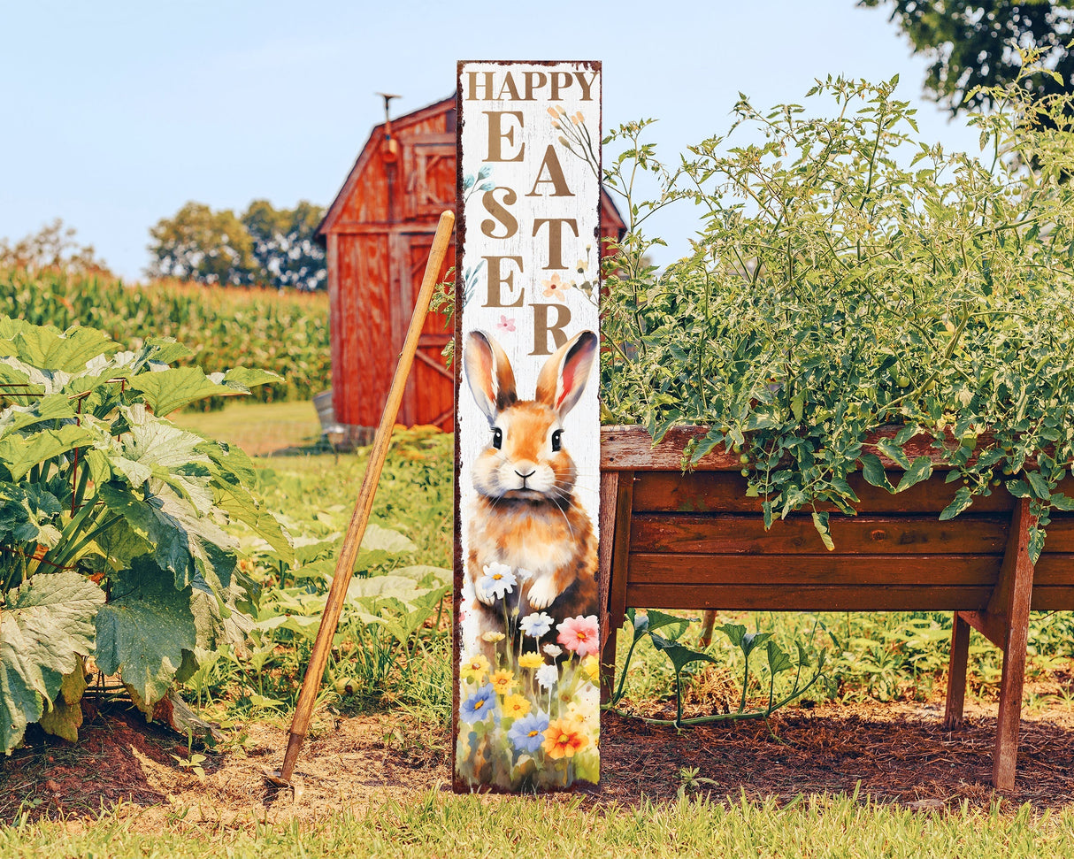 48in Rustic Modern Farmhouse 'Happy Easter' Sign for Front Porch Sign| Easter Outdoor Decor for Front Door