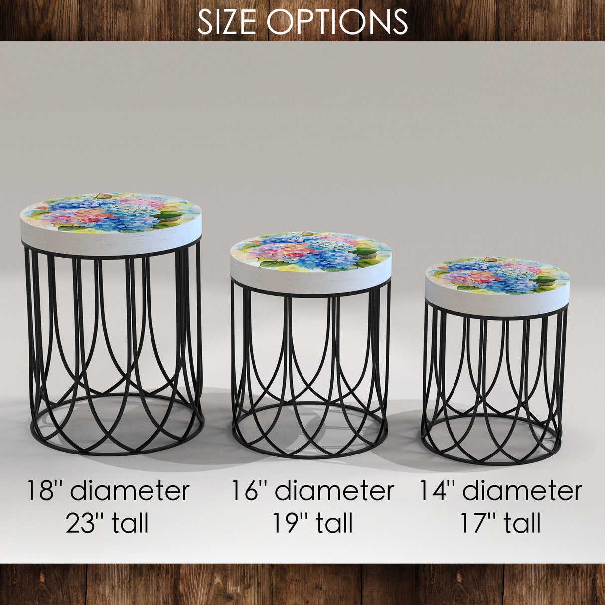 Watercolor Hydrangea Accent Table