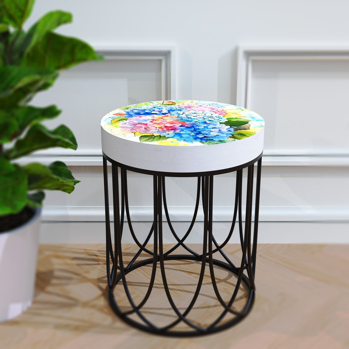 Watercolor Hydrangea Accent Table