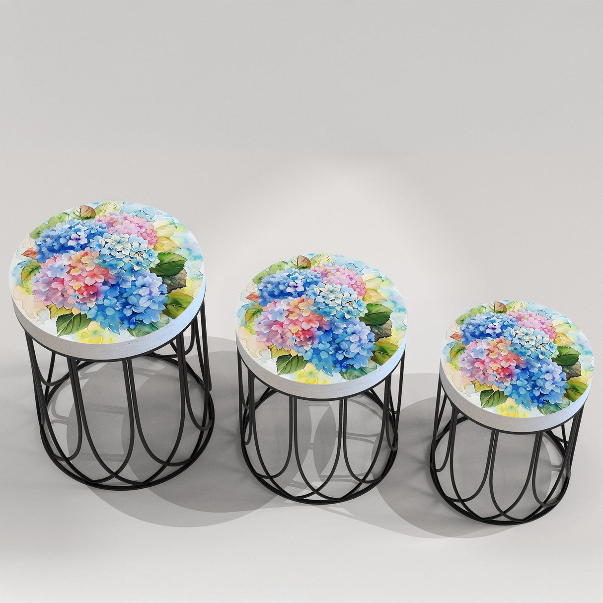 Watercolor Hydrangea Accent Table