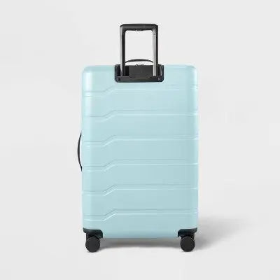 Hardside Medium Checked Suitcase Muddy Aqua - Open