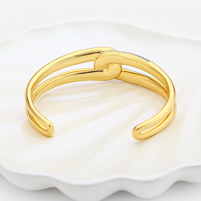 Twisted Knot Double-Layer Cuff Bracelet with Pavé Crystals