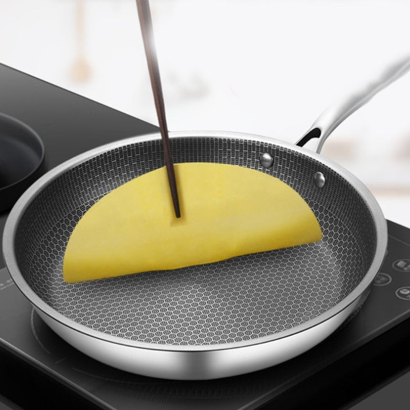 ChefSeries | Stainless Steel Frying Pan with Honeycomb Texture | Scratch-Resistant Non-Stick Coating for Even Cooking