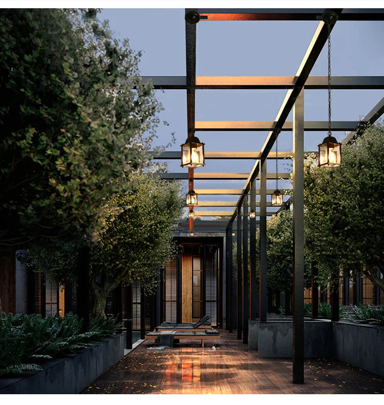 Waterproof Outdoor Hanging Lantern – Garden Ceiling Light for Balcony & Hallway