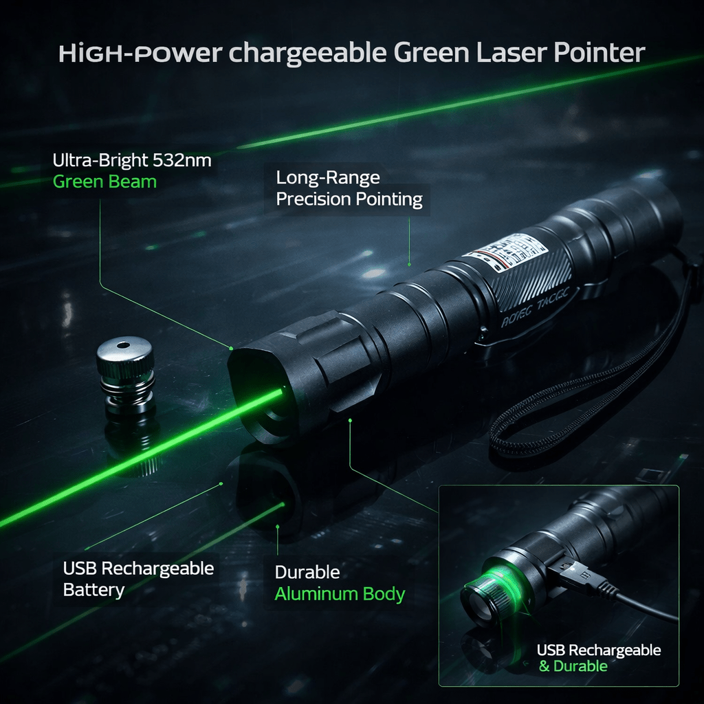 Rechargeable Green Laser Pointer 532nm USB Long Range