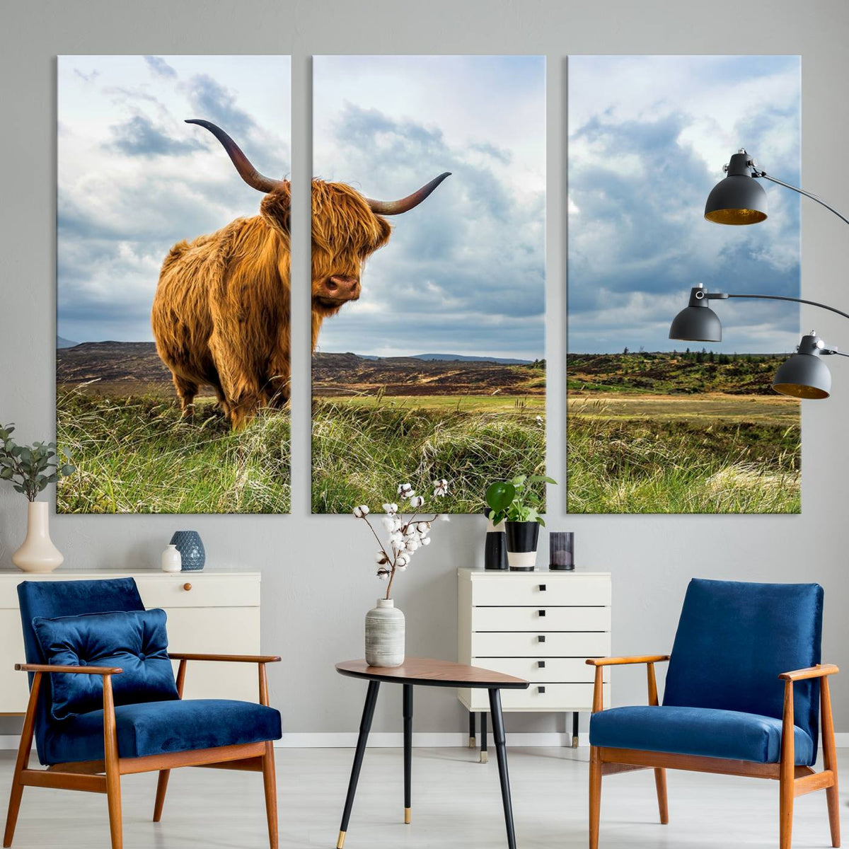 Highland Cattle Wall Art Cow Canvas Print Animal Art