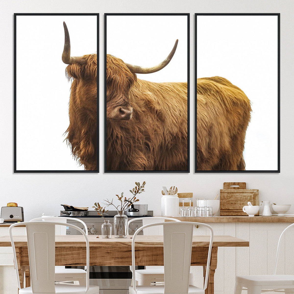 Highland Cow Wall Art Canvas Print – Framed Scottish Bull