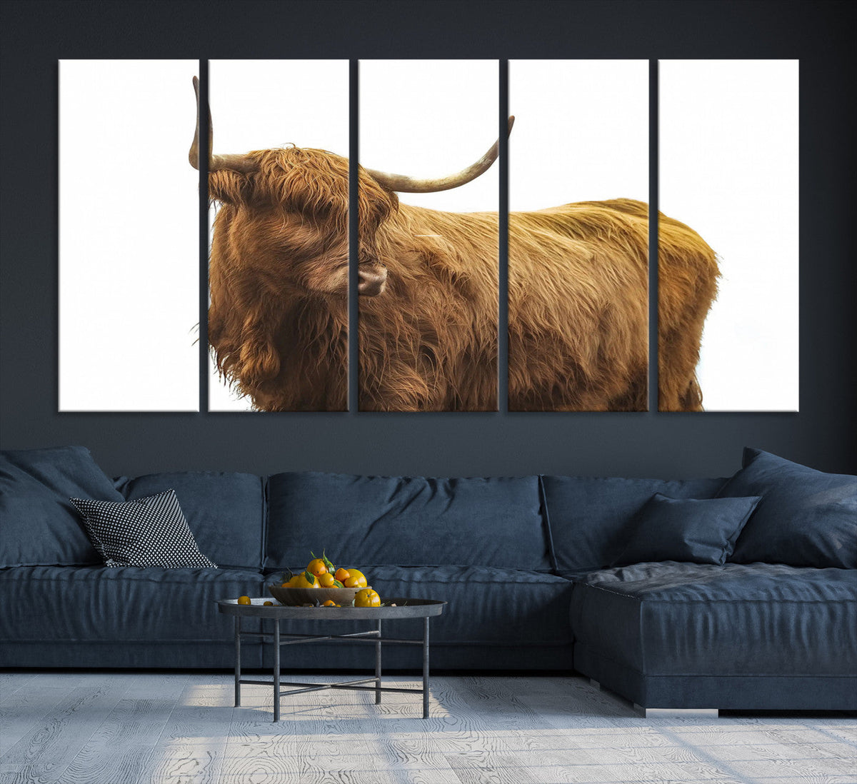 Highland Cow Wall Art Canvas Print – Framed Scottish Bull