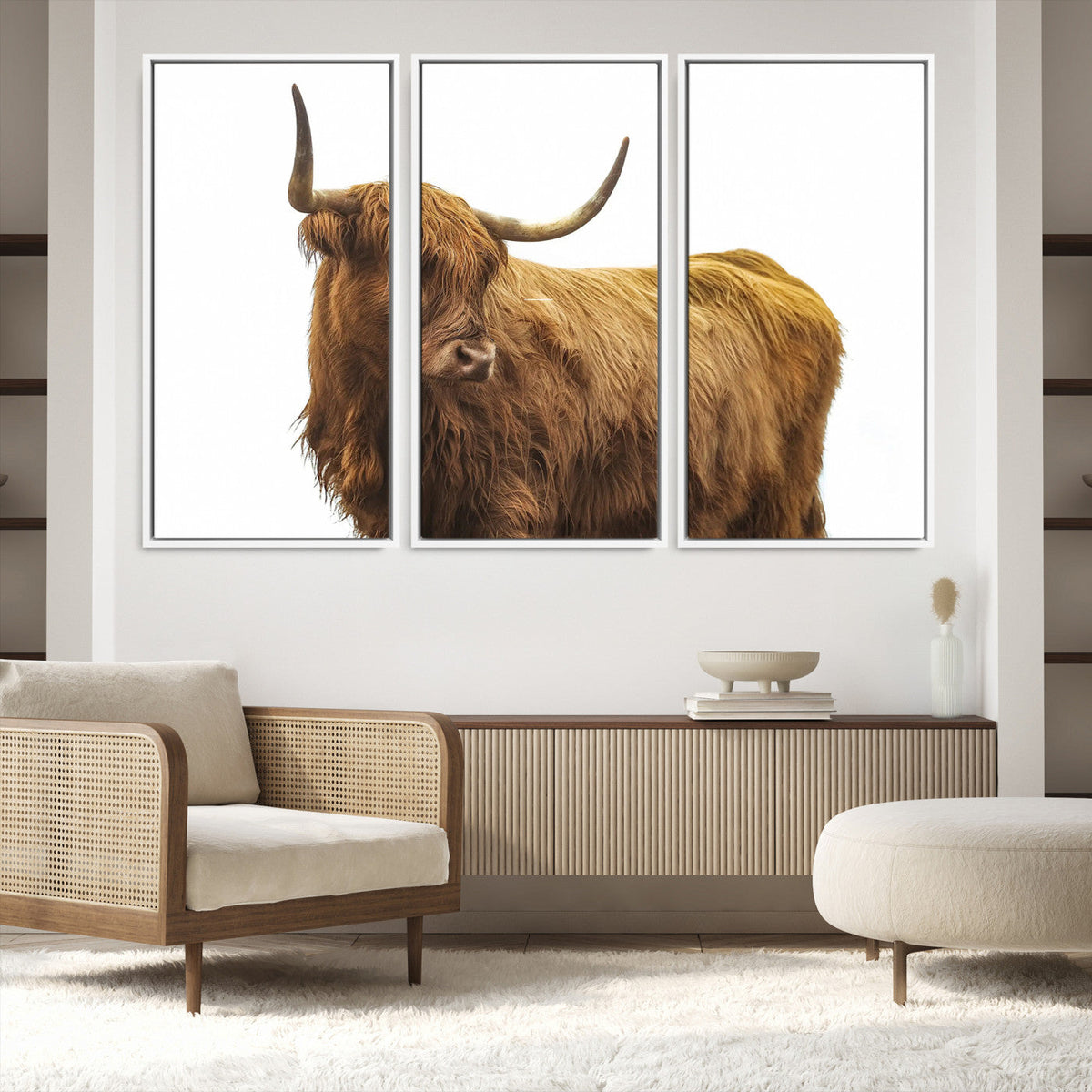 Highland Cow Wall Art Canvas Print – Framed Scottish Bull