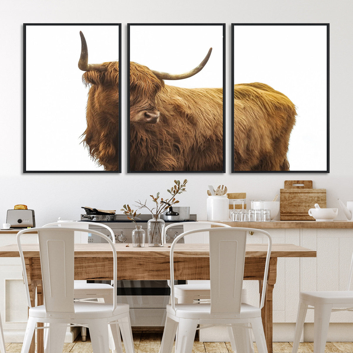 Highland Cow Wall Art Canvas Print – Framed Scottish Bull