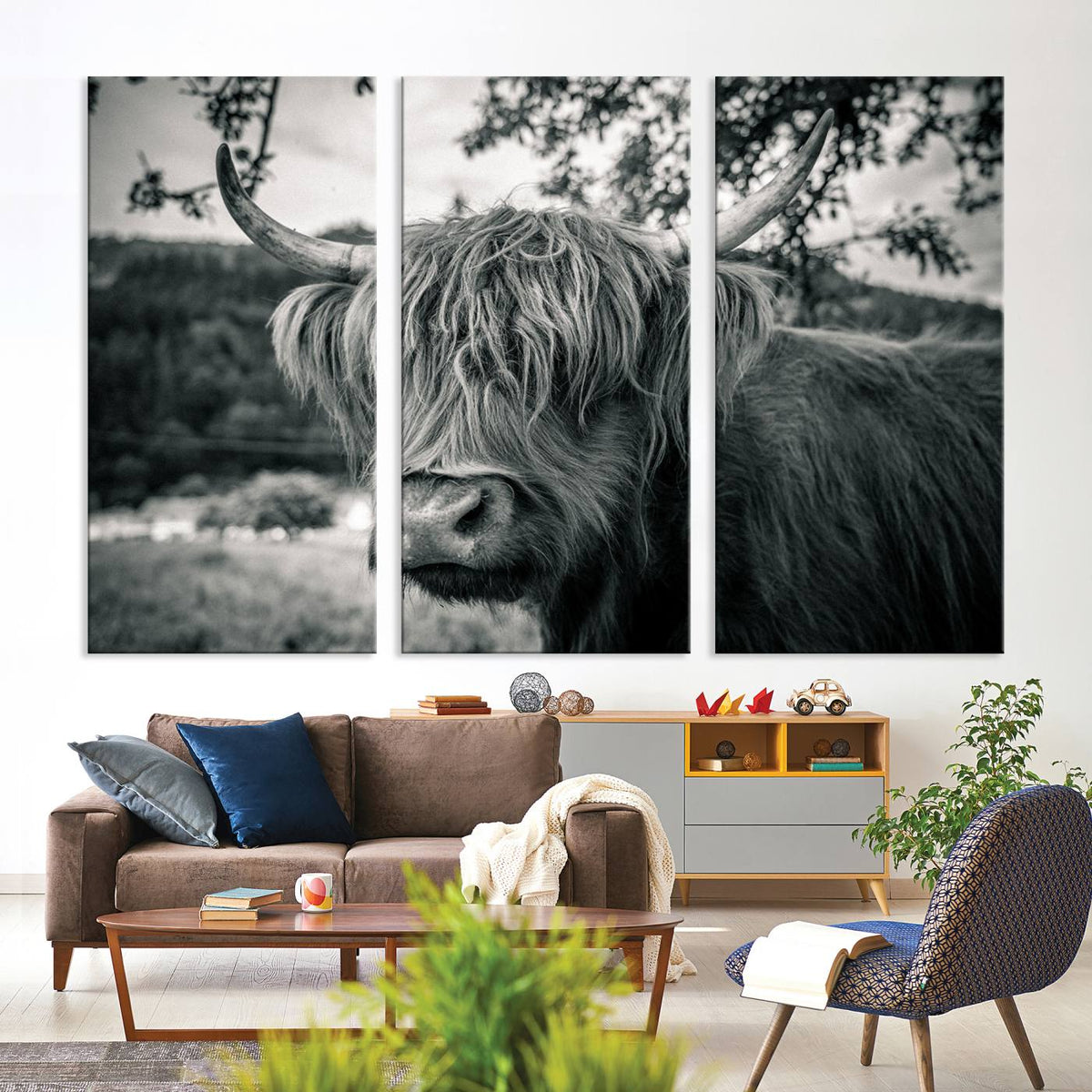 Highland Cow Wall Art Canvas Print Scottish Cattle Canvas