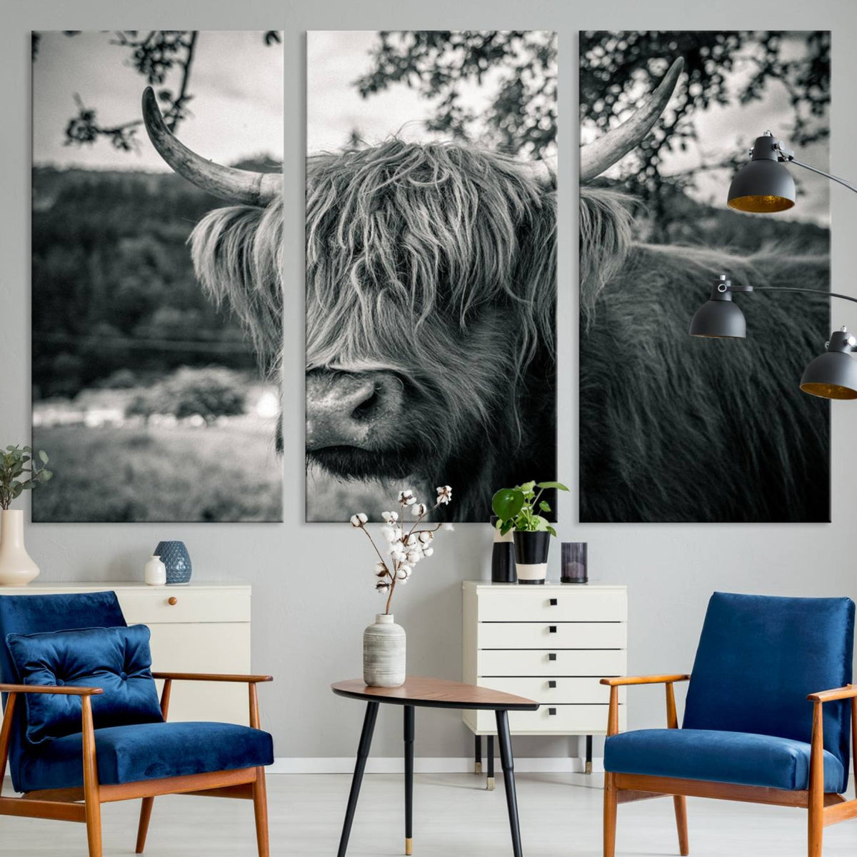 Highland Cow Wall Art Canvas Print Scottish Cattle Canvas