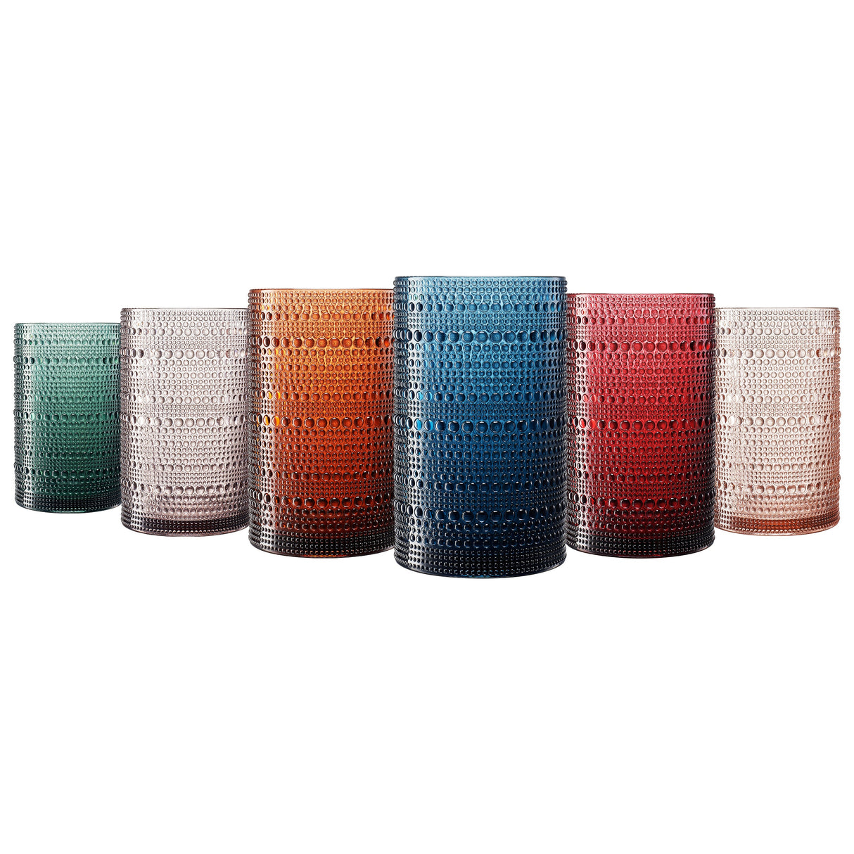 Eze Acrylic Highball Hobnail Glassware, Set of 6