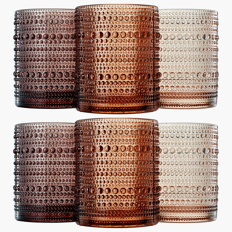 Fortuna-Hobnail-Lowball-Whiskey-Glassware,-Set-of-6-Lowball