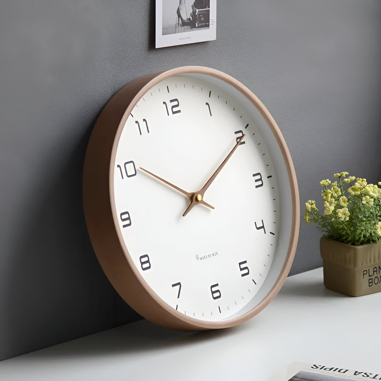 Nordic Wooden Wall Clock 30cm Silent Quartz Minimalist Numeric Dial