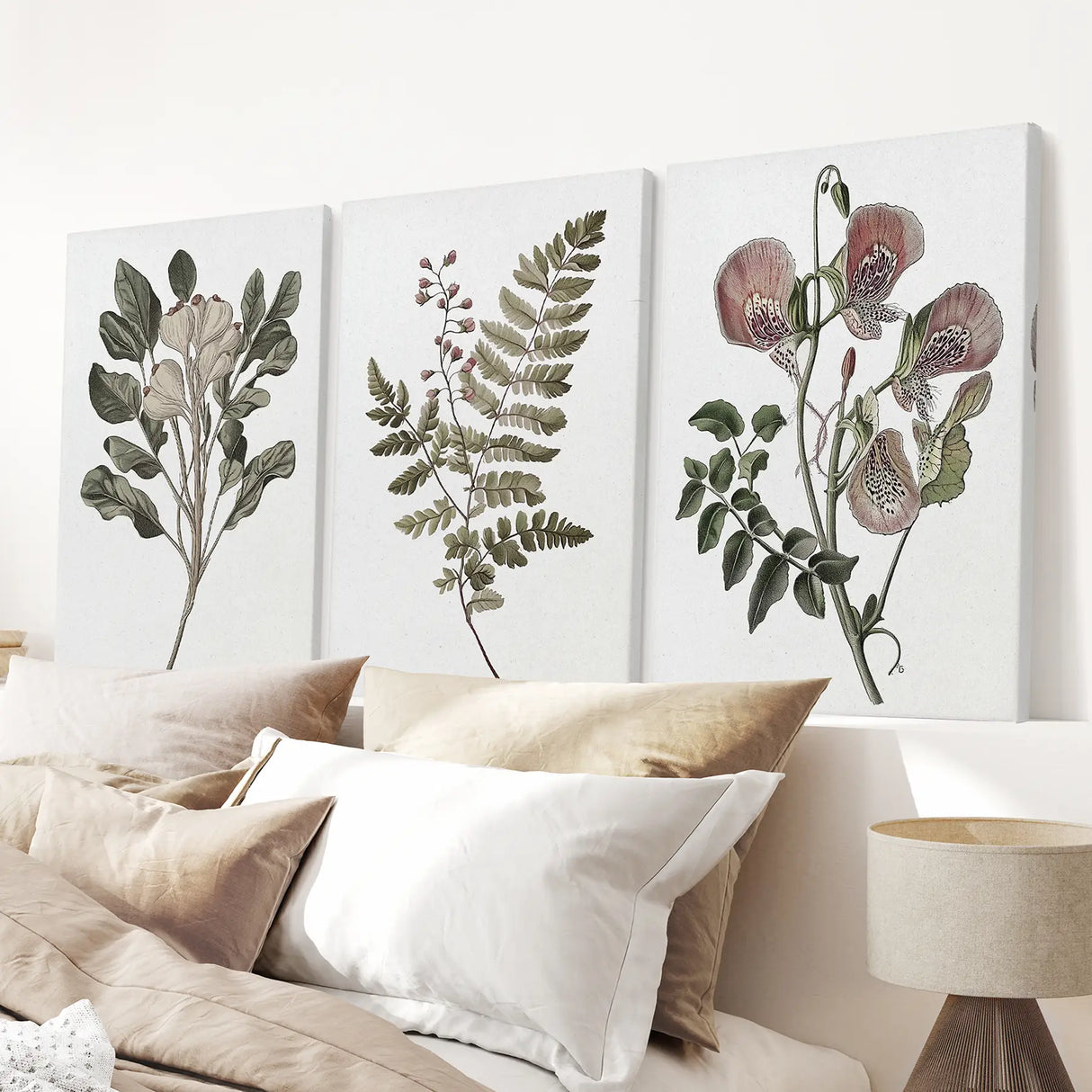 Floral Plant Vintage Decor. Botanical Neutral Art