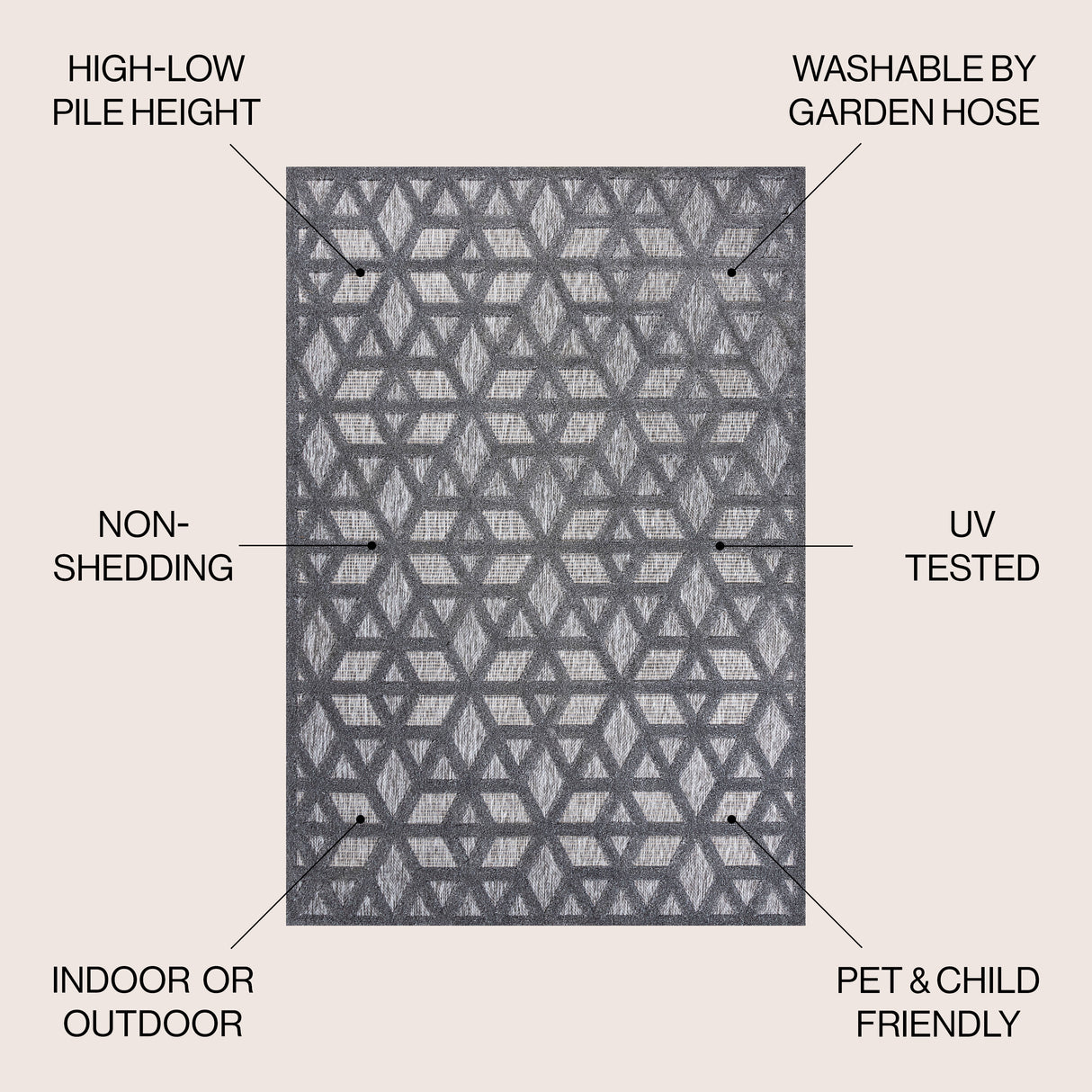 Talaia Neutral Geometric Indoor/Outdoor Area Rug
