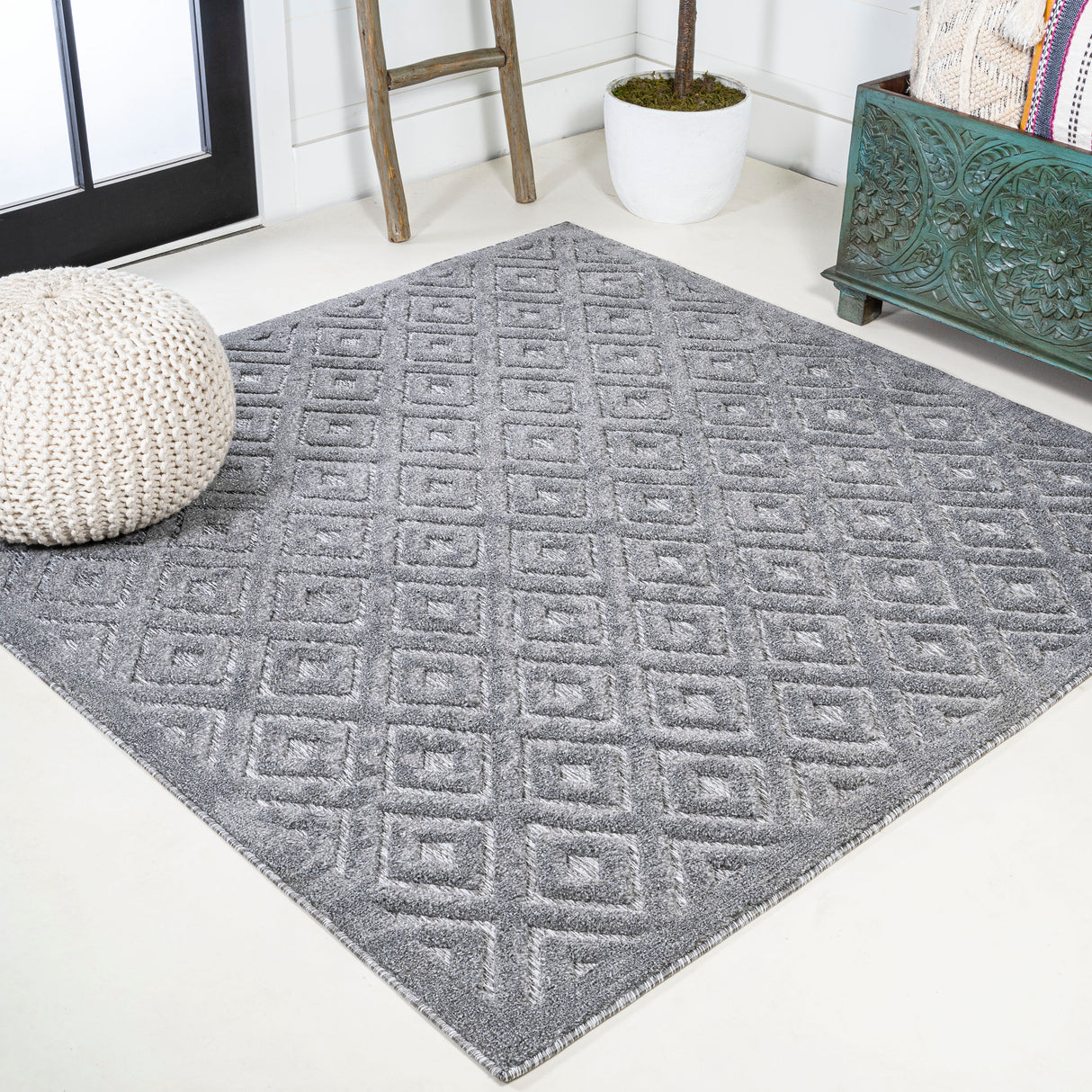 Portmany-Neutral-Diamond-Trellis-Square-Indoor/Outdoor-Area-Rug-Area-Rugs