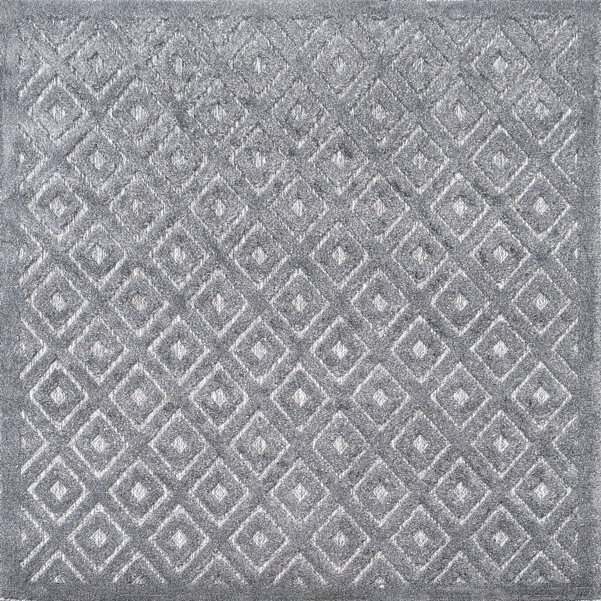 Portmany Neutral Diamond Trellis Square Indoor/Outdoor Area Rug