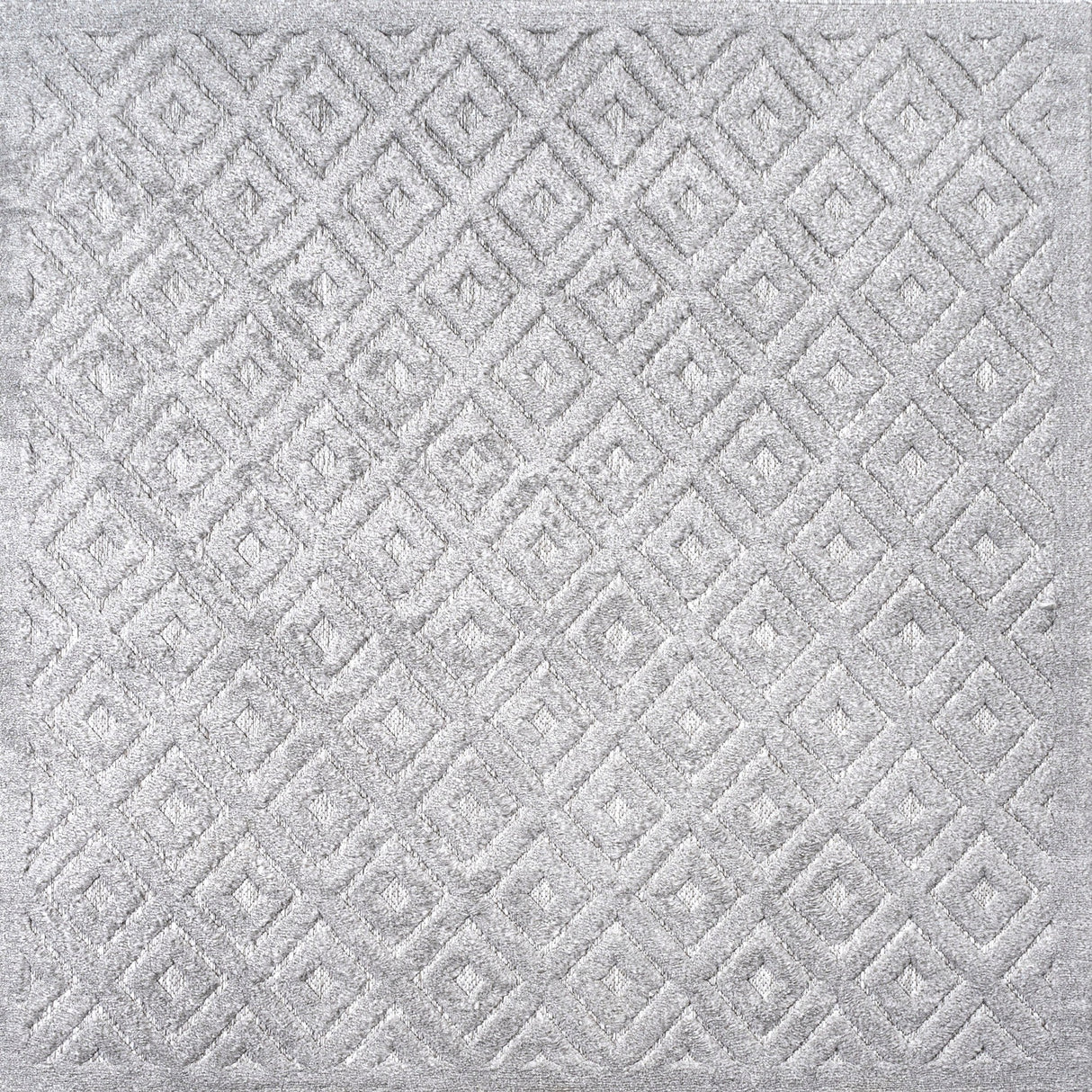 Portmany Neutral Diamond Trellis Square Indoor/Outdoor Area Rug