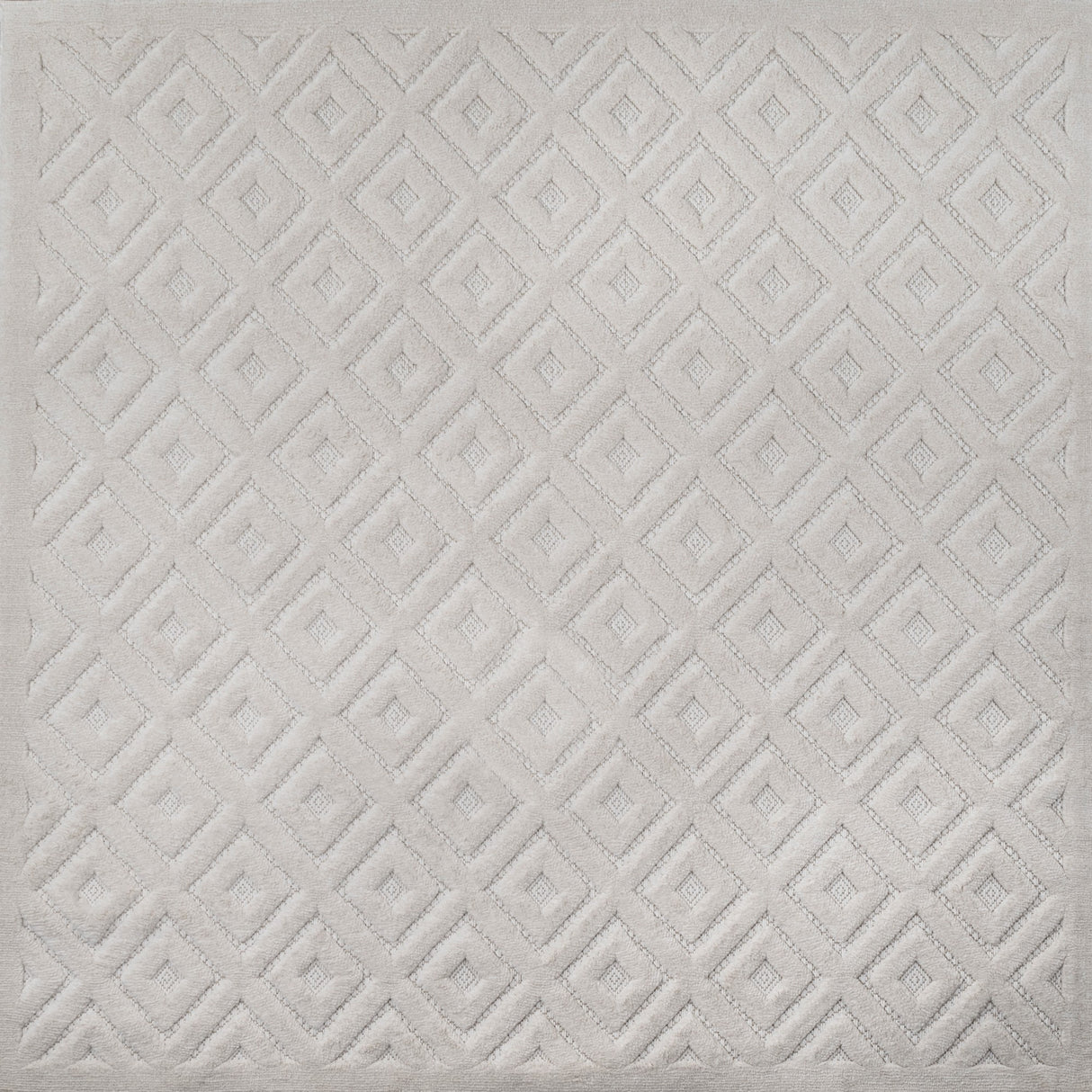 Portmany Neutral Diamond Trellis Square Indoor/Outdoor Area Rug