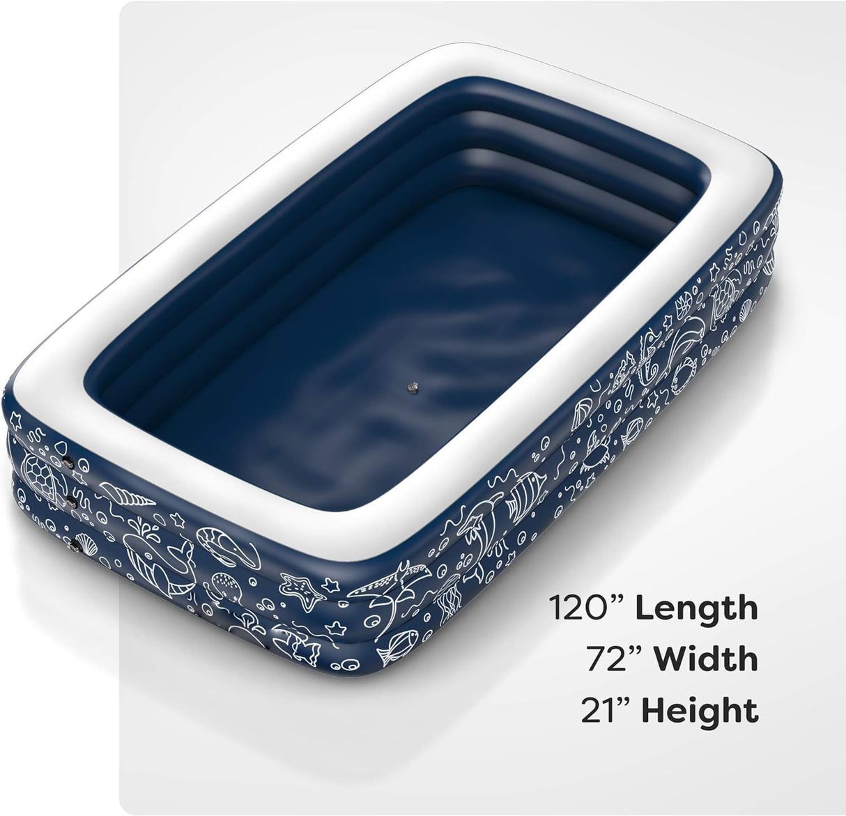 Inflatable Swimming Pool XL for Kids/Adults/Family, Dark Blue (Large 10'x6' Ft / 22" Inches Deep)