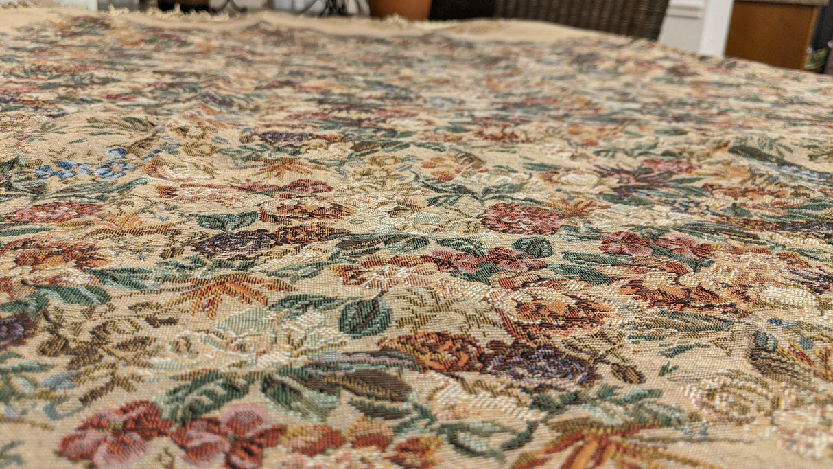 DaDa Bedding Wildflower Wonderland Floral Golden Beige Tan Square Dining Table Cloth (3100)