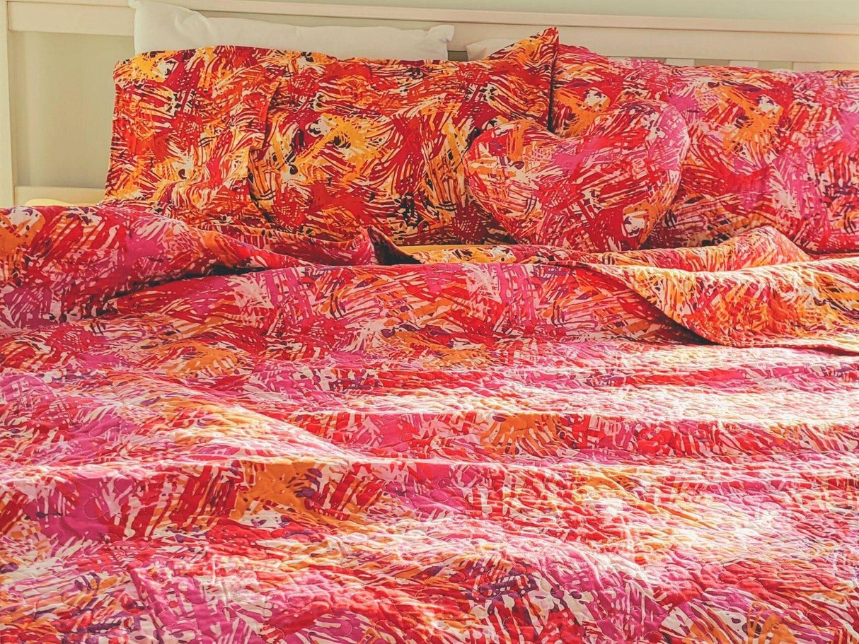 DaDa Bedding Lovely Pop of Colors Lightweight Reversible Quilted Bedspread Set (KBJ1625)