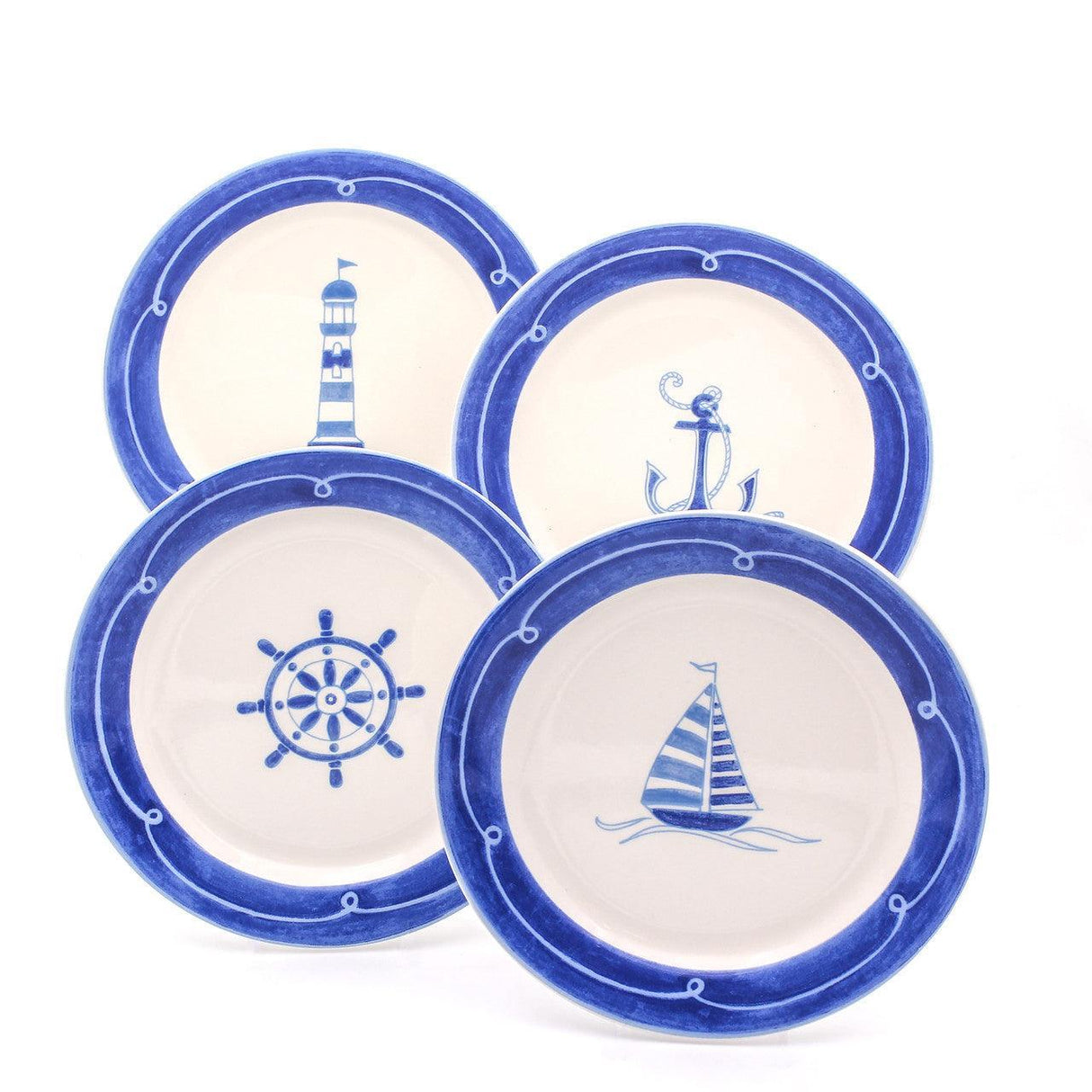 Ahoy Assorted Salad Plates, Set of 4 - Euro Ceramica