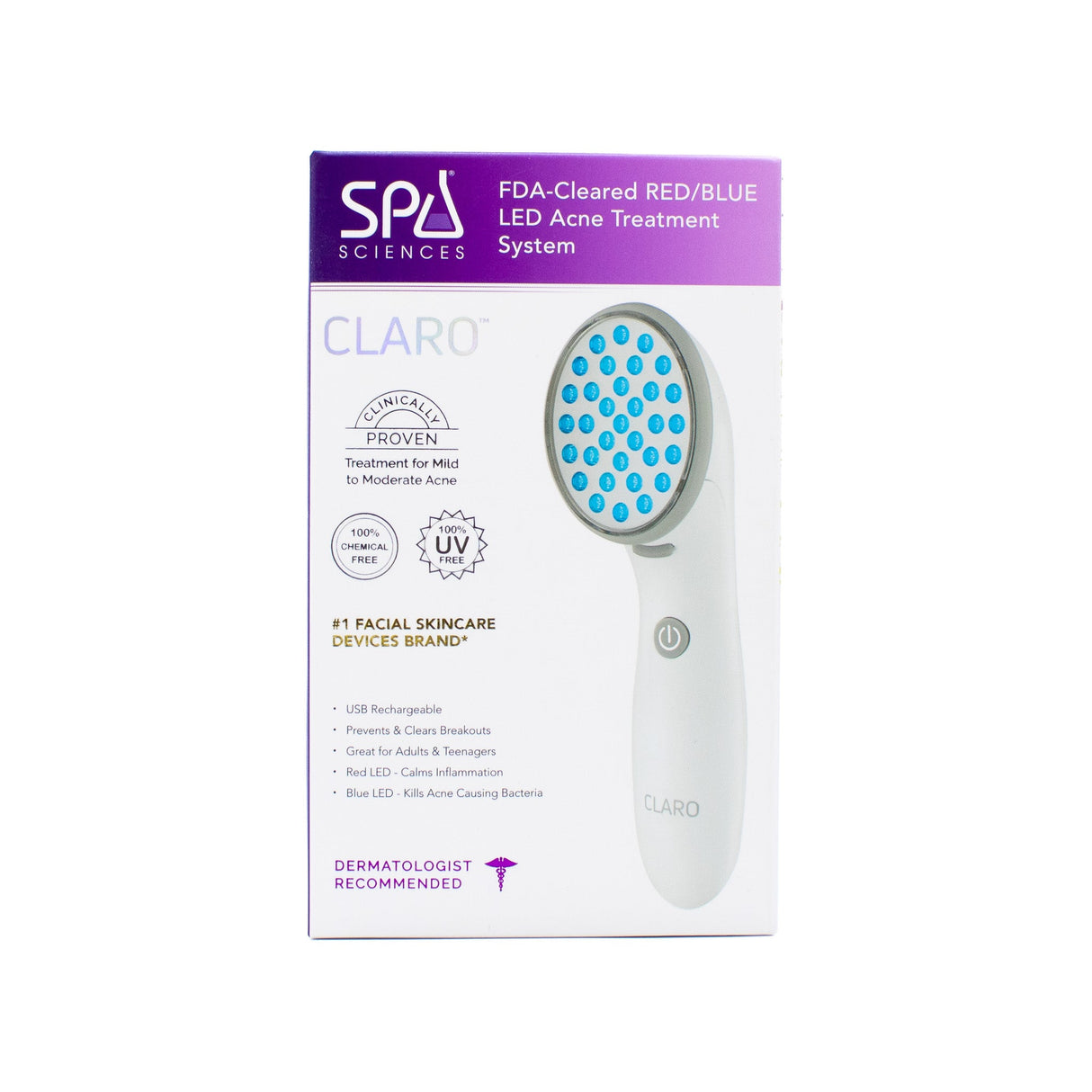Spa Sciences Claro Blue & Red LED Acne Treatment Light Therapy