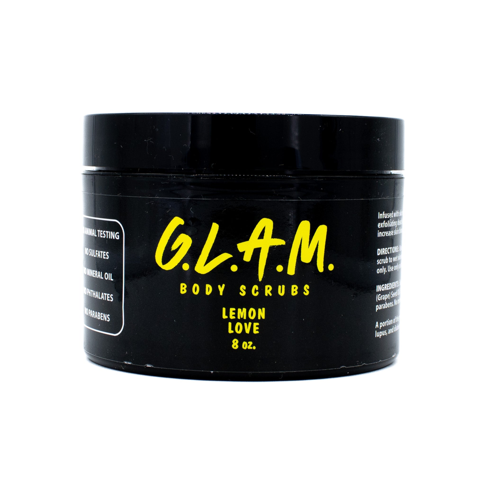 G.L.A.M. Lemon Love Body Scrub 8oz with Sea Salt and Natural Oils