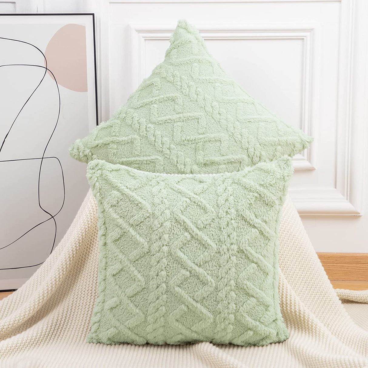 Pack of 2 Double sides throw pillow SUPER SOFT 3D PATTERN