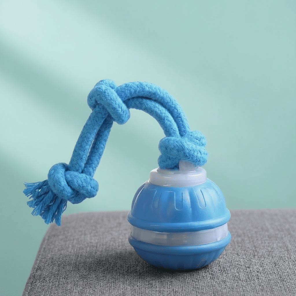 Interactive Dog Toy Motion Sensor Ball with Tug Rope Active Play Toy