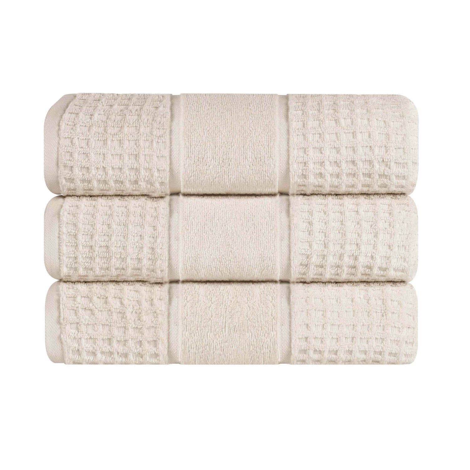 Napa Zero Twist Cotton Solid Waffle Honeycomb Bath Towel Set of 3 - Bath Towel by Superior Brand