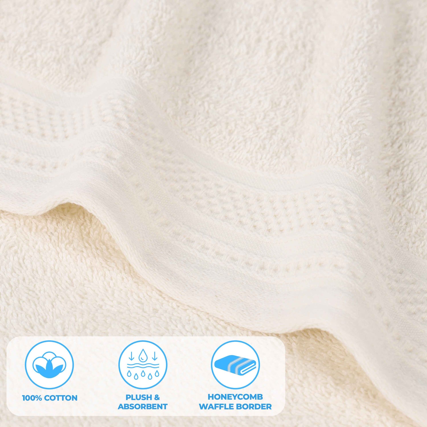Honeycomb Textured Waffle Border Cotton Bath Towels, Set of 4 - Bath Towel by Superior Brand