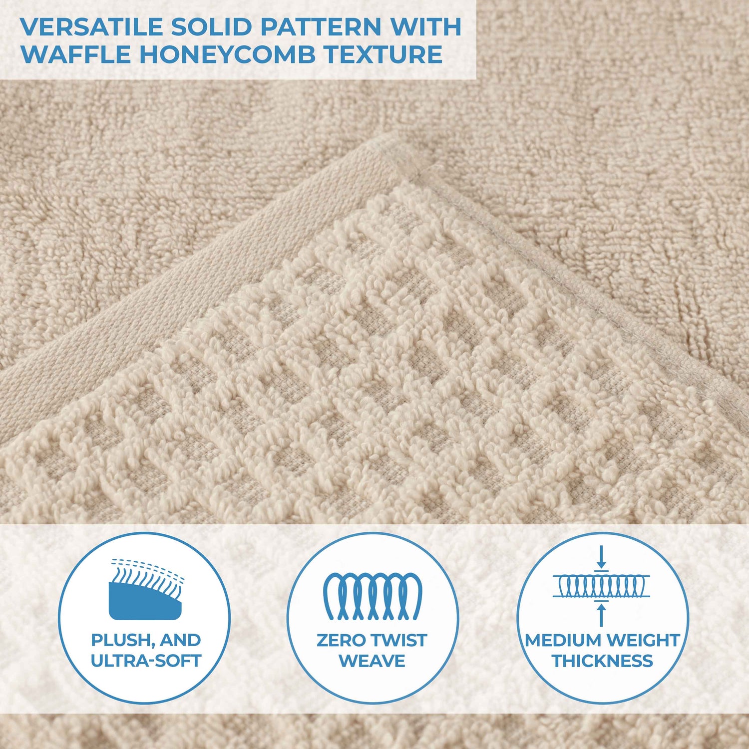 Napa Zero Twist Cotton Solid Waffle Honeycomb Bath Towel Set of 3 - Bath Towel by Superior Brand
