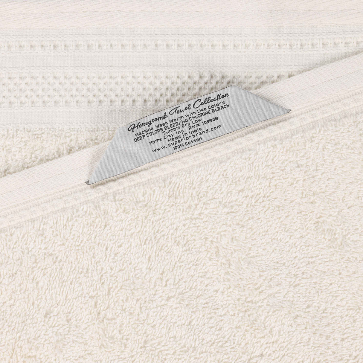 Honeycomb Textured Waffle Border Cotton Bath Towels, Set of 4 - Bath Towel by Superior Brand