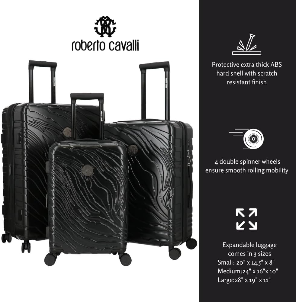 Roberto Cavalli Luxury 3-Piece Luggage Set