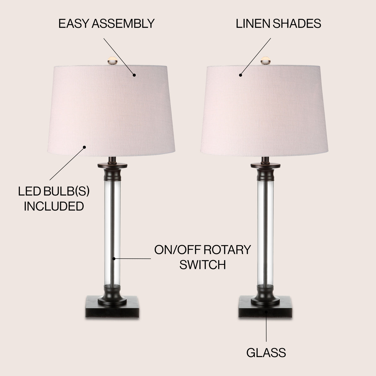 Mason Glass and Metal LED Table Lamp